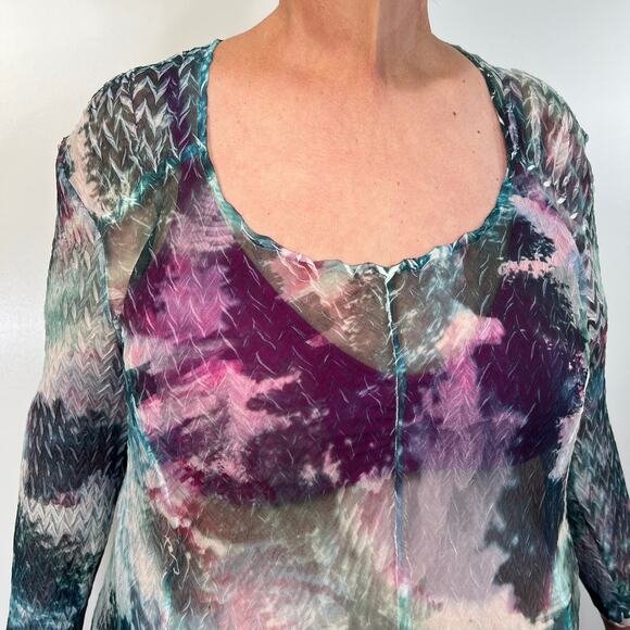 Komarov Sheer Charmeuse Dress Naturecore Glitchcore Botanical Academia - Picture 2 of 9